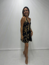 Load image into Gallery viewer, Black and gold sequin mini dress/ V-neck
